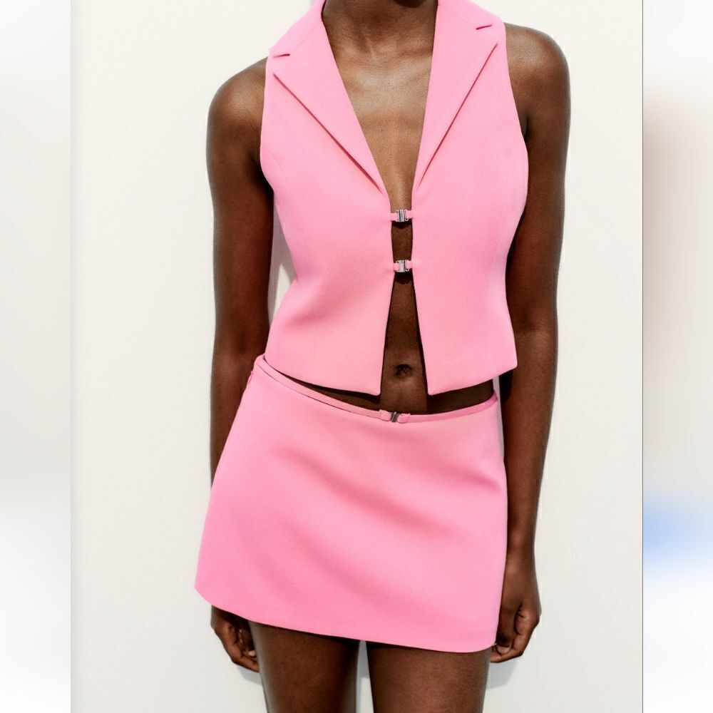 Zara CUT OUT MINI SKIRT pink - Picture 3 of 10
